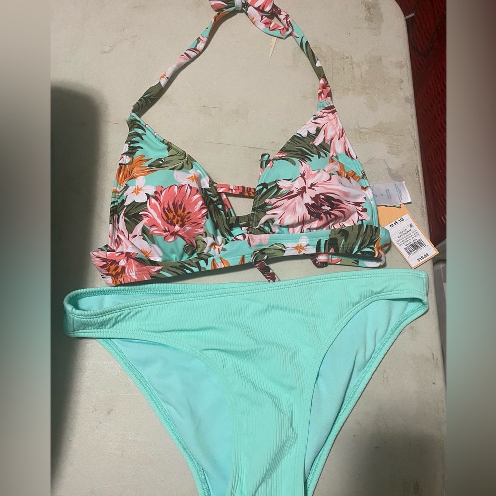 New halter style flowered bikini